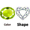 Sim Glass Green Peridot Heart