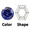 lab created very dark blue sapphire hexagon